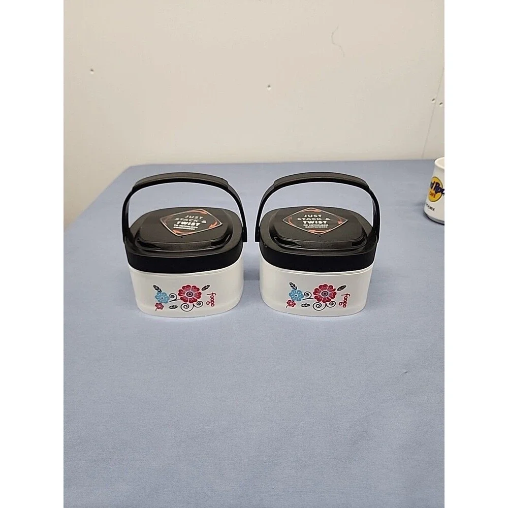 Foogo By Thermos 12 Oz. Stackable Bento Containers Set Of 2 In Poppy Patch 2012